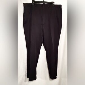 MENS 42 X 28 1/2 FLEXSLAX FULL FIT BLACK FLAT FRONT DRESS PANTS